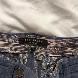 Ted Baker Navy Blue Patterned Lined Shorts